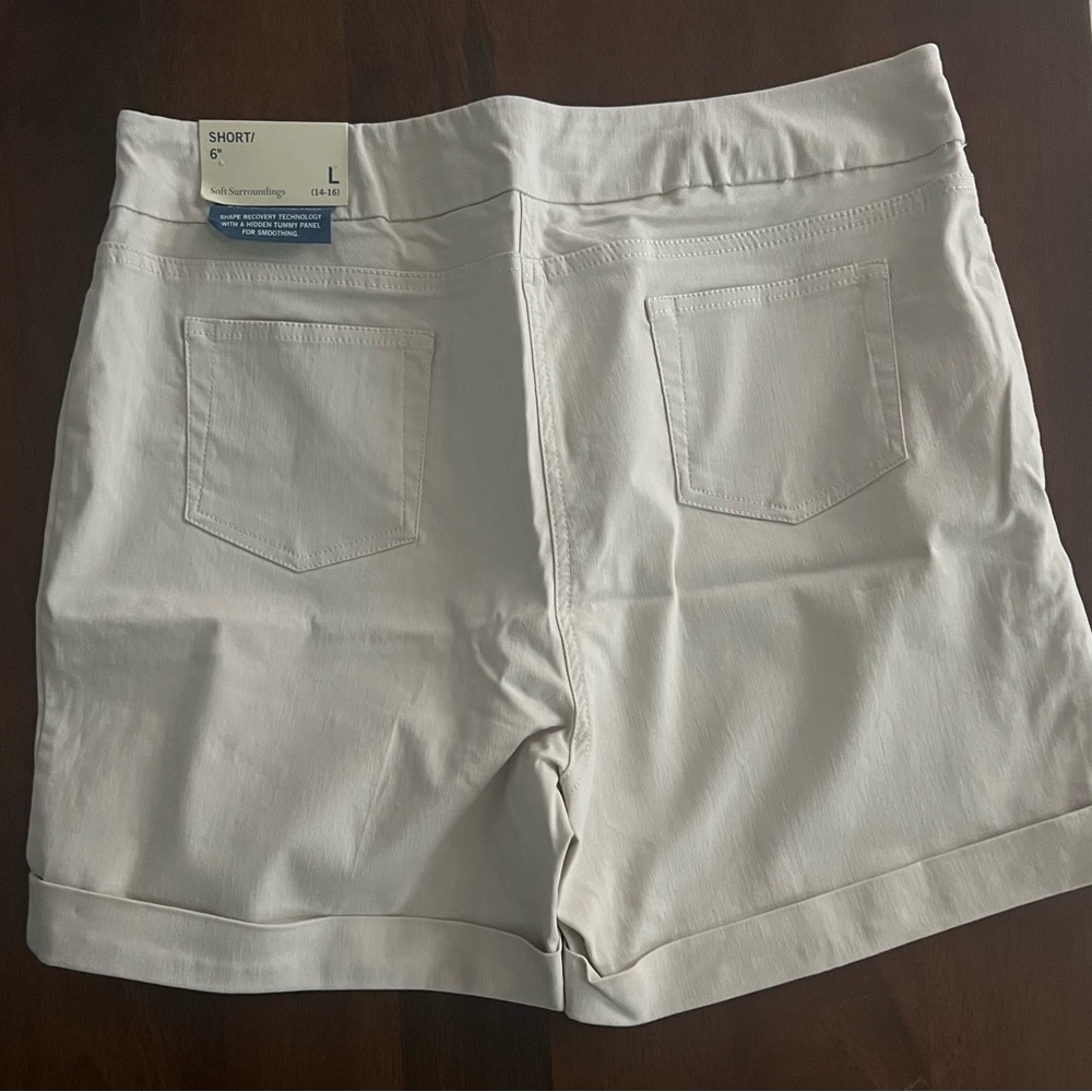 Soft Surroundings Cream Stretch Shorts - Picture 2 of 4